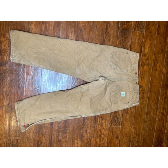 Vintage 1980s Carhartt Men's WQ106 red insulated Quilt Lined Duck Work Dungaree - Picture 3 of 6